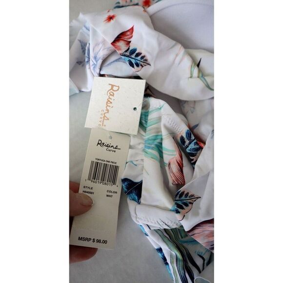 Raisins Curve H840581 Women's Plus Sz 16W White Tortuga One-Piece Swimsuit - Picture 12 of 13